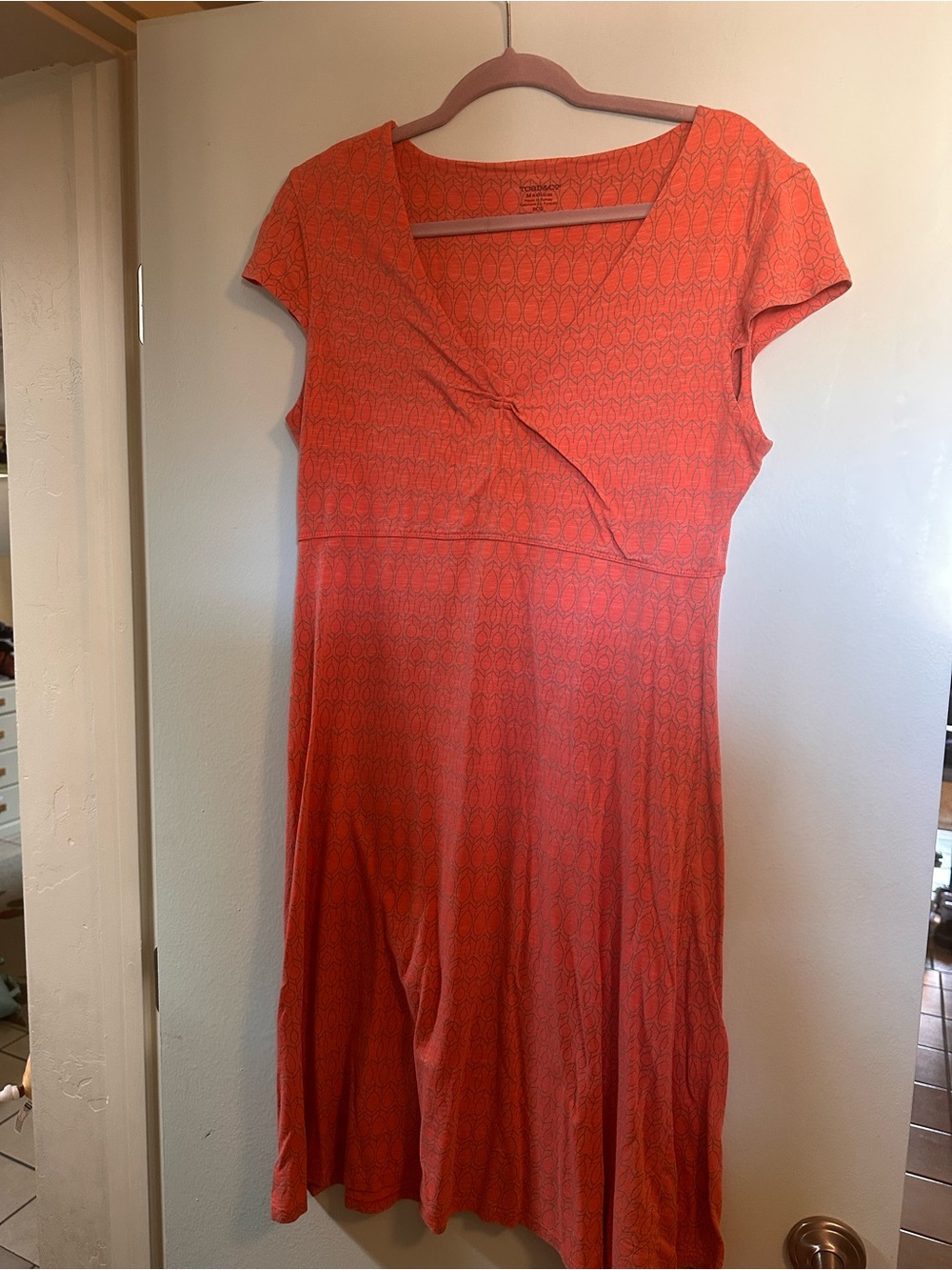 Toad&Co Peach Colored Cap-Sleeve Midi Dress